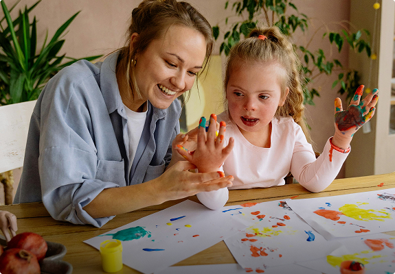 Child engaged in a developmental screening activity