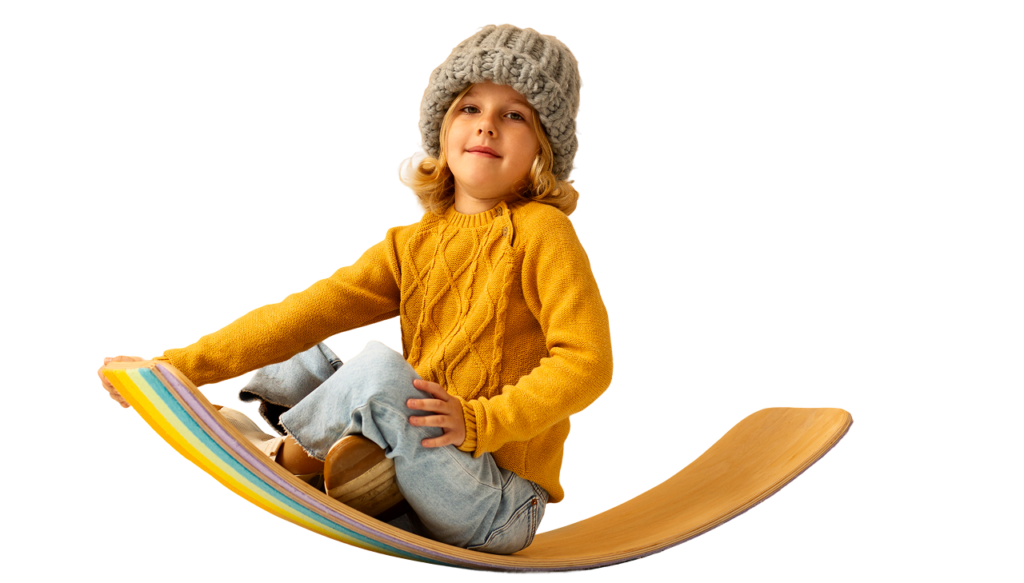 A small girl sitting on playing mat